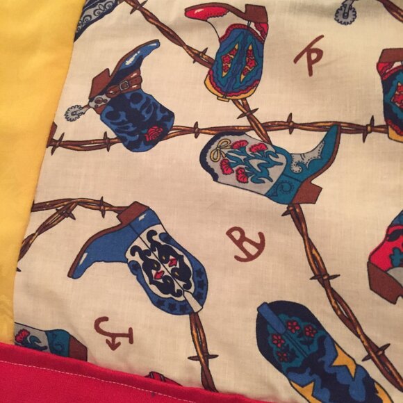 Cowboy Boot Design Patchwork Throw/Lap Blanket 41” X 52” Hand Tied Western WARM - Picture 3 of 9